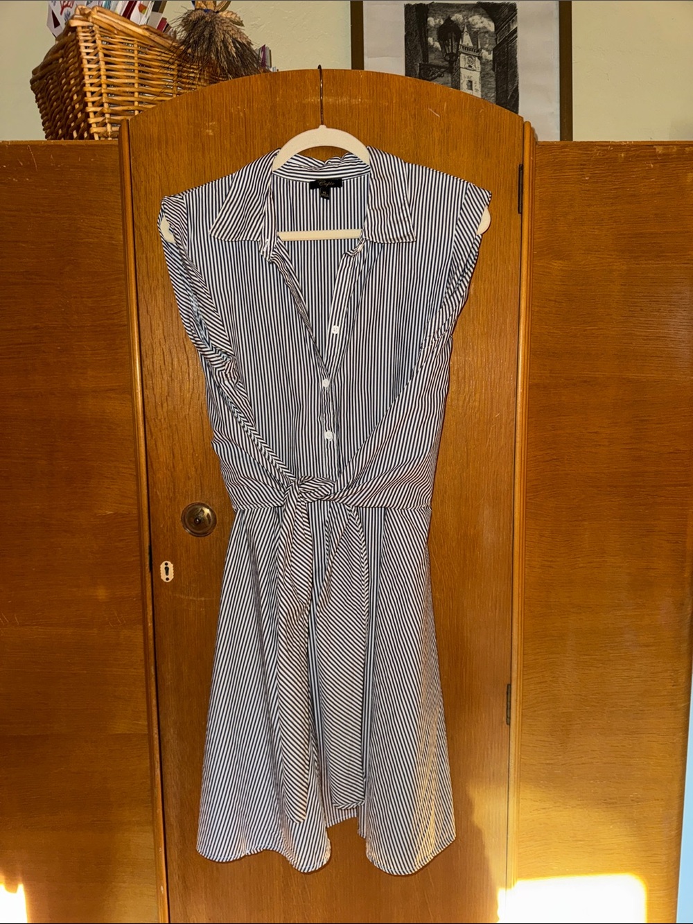 Cupio Blue and White Striped Midi Shirt Dress